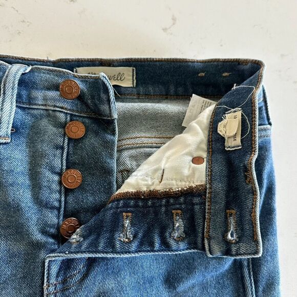 Madewell 10” Hi Rise Button Fly Raw Hem Skinny Jeans Size 24 - Picture 4 of 13